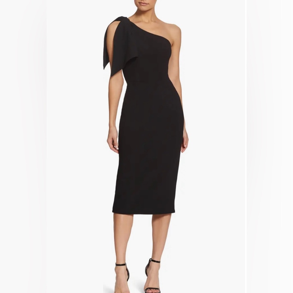 DRESS THE POPULATION Tiffany Dress black one shoulder dress